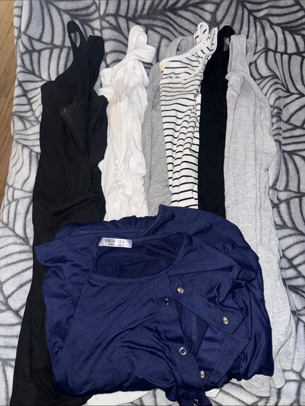 Maternity Bundle of 6 Tank Tops + 1 Navy Super Soft Hospital Gown